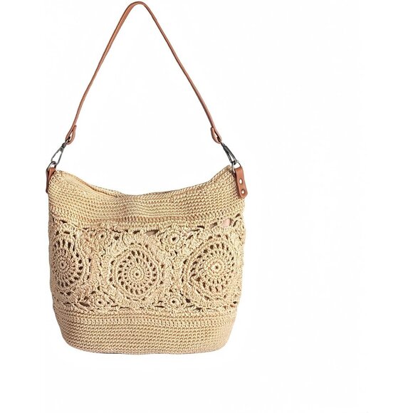 Hobo Crochet Crossbody Bag for Women Large Tote Khaki Lightweight Funky Style